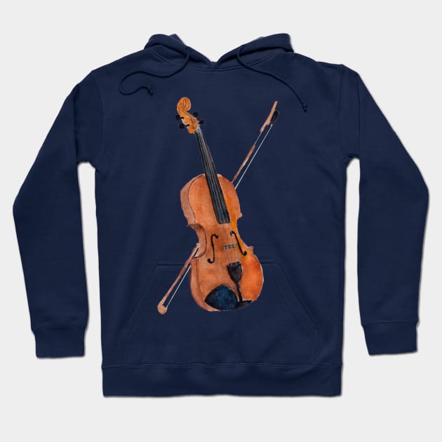 Fiddle watercolor Hoodie by JenPolegattoArt